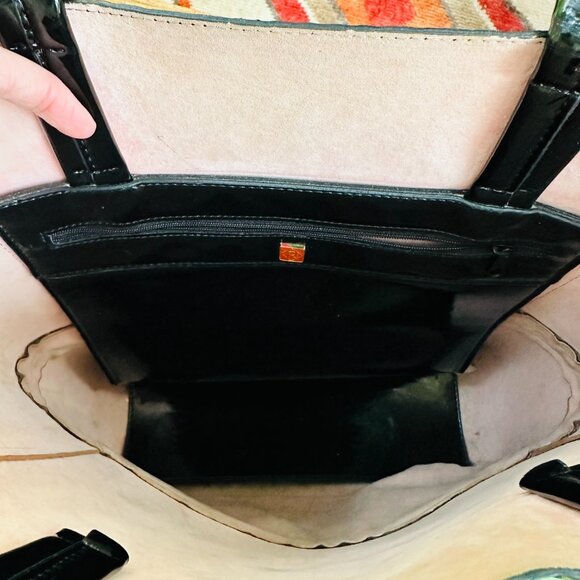 Relic by Fossil Black Tote Bag Patent Leather Tassel Purse Large Handbag - Picture 6 of 9